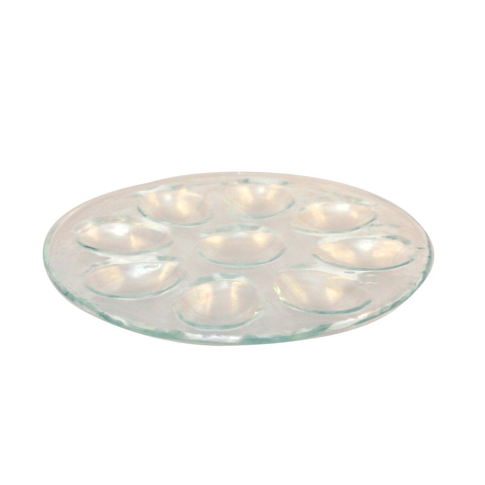 Glass eggs plate 22.5x22.5x2cm serving platter - CozyVibe.eu